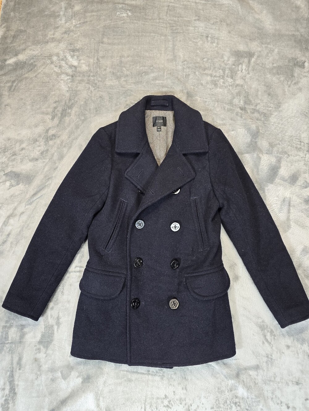 J Crew Wool Blend Naval Peacoat Size XS Thinsulate Navy Black